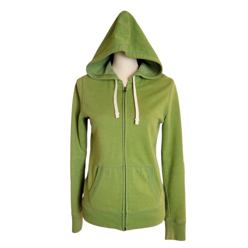 Green Hooded Zip-Up Sweatshirt
